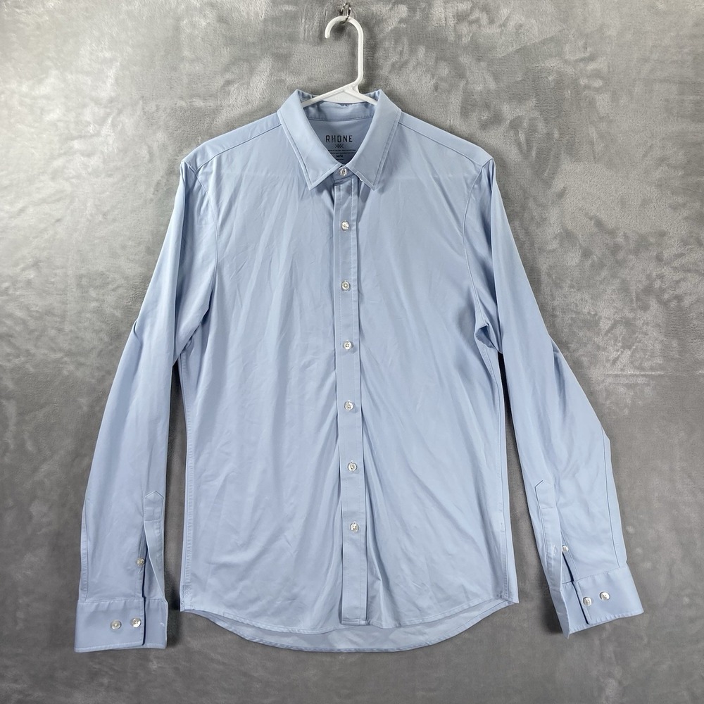 Rhone Shirt men's Medium Button Up Commuter Long Sleeve Blue Minimal Casual